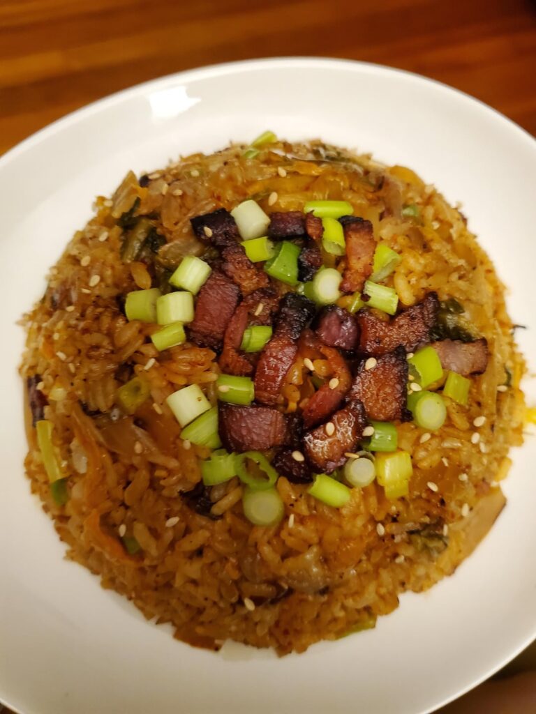My go to meal. Kimchi fried rice with bacon.