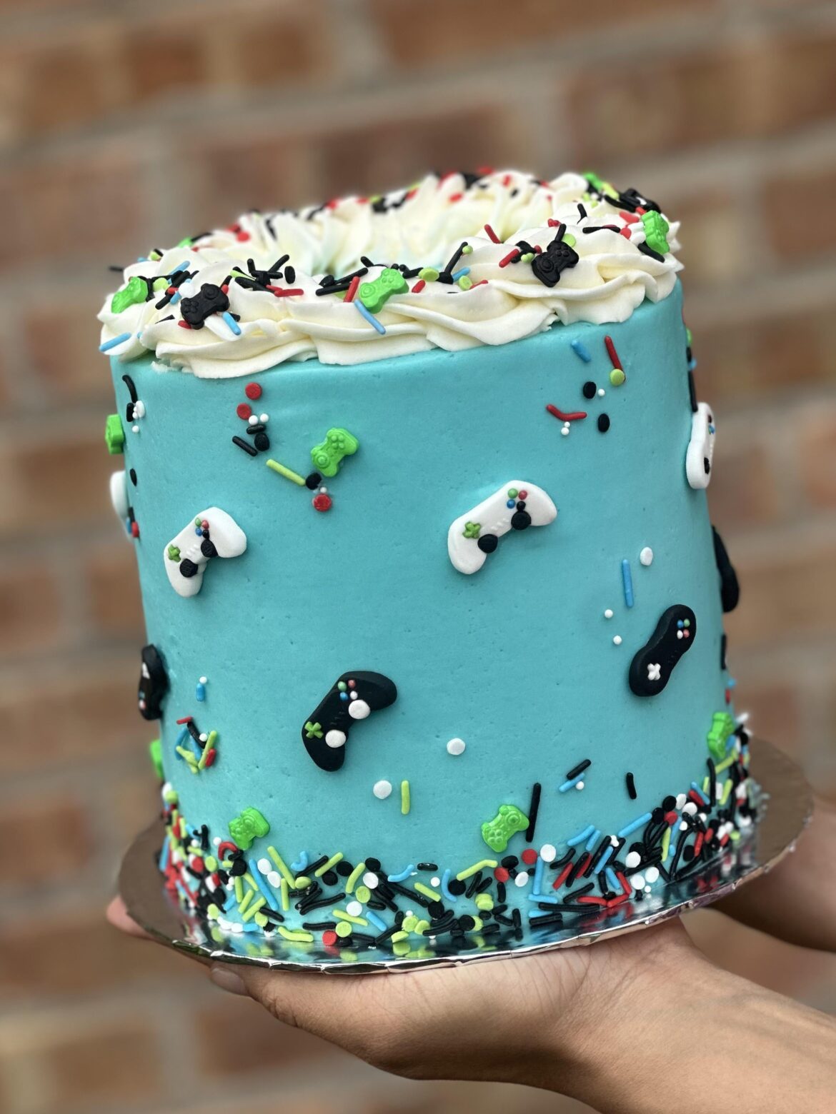 My best effort at a birthday cake for a gamer