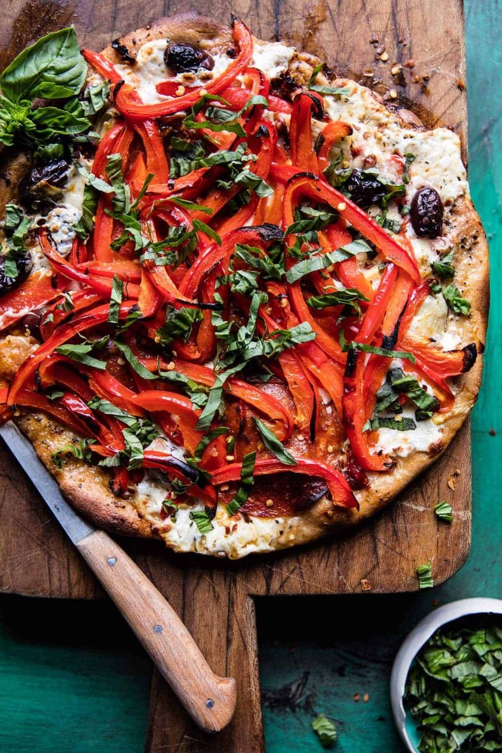 Mediterranean Roasted Red Pepper Pizza