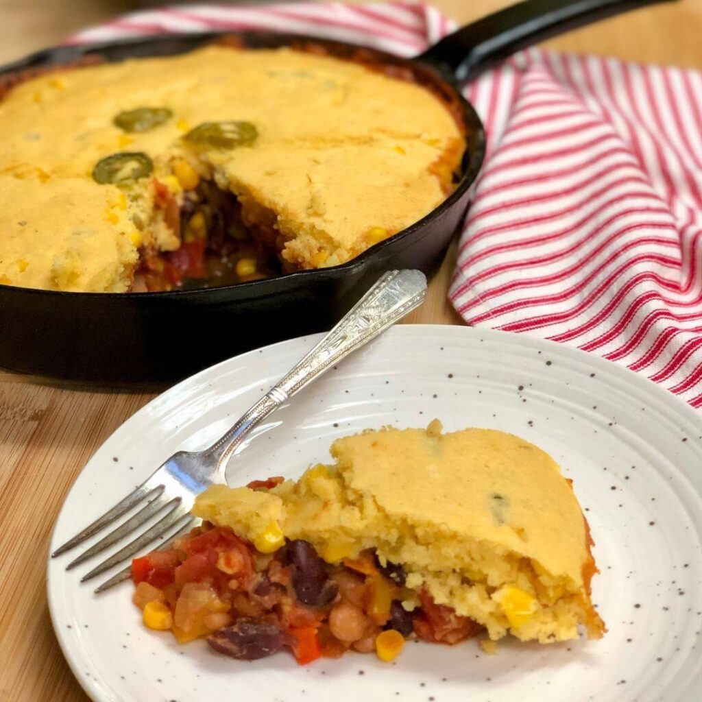 Vegan Texas Tamale Pie 🌶️ a hearty & budget-friendly 1-pan meal