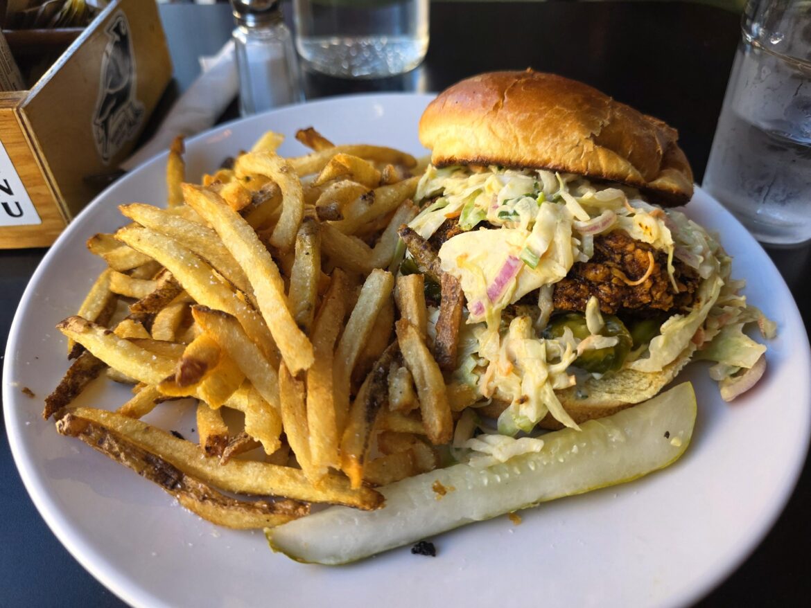 Nashville Hot "Chicken" Sandwich from Handlebar, Chicago IL