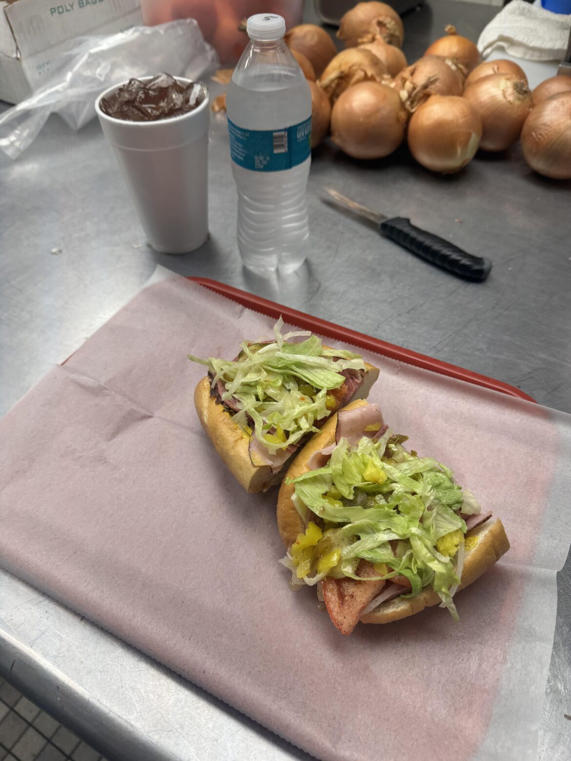 Ham and salami on a hoagie! Loaded up 🤤