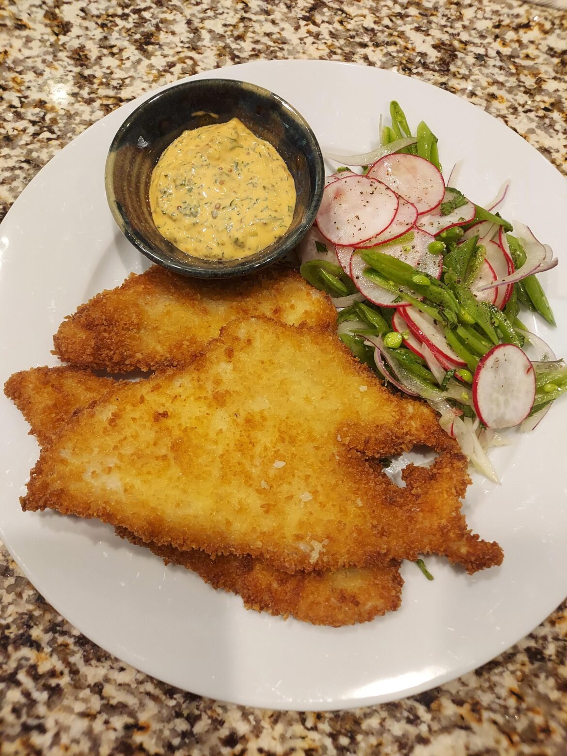 Fried flounder with homemade tartar sauce