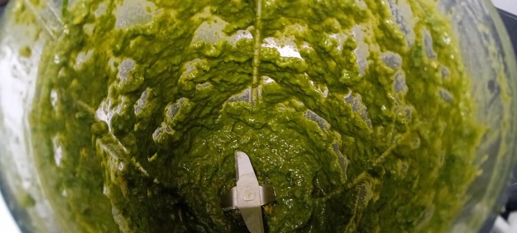 Homemade pesto (1) and Italian focaccia (with the pesto on it) Homemade pesto (1) and Italian focaccia (with the pesto on it)