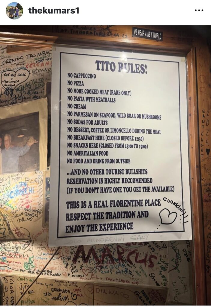 Spotted at Antico Trattoria di Tito, Firenze.