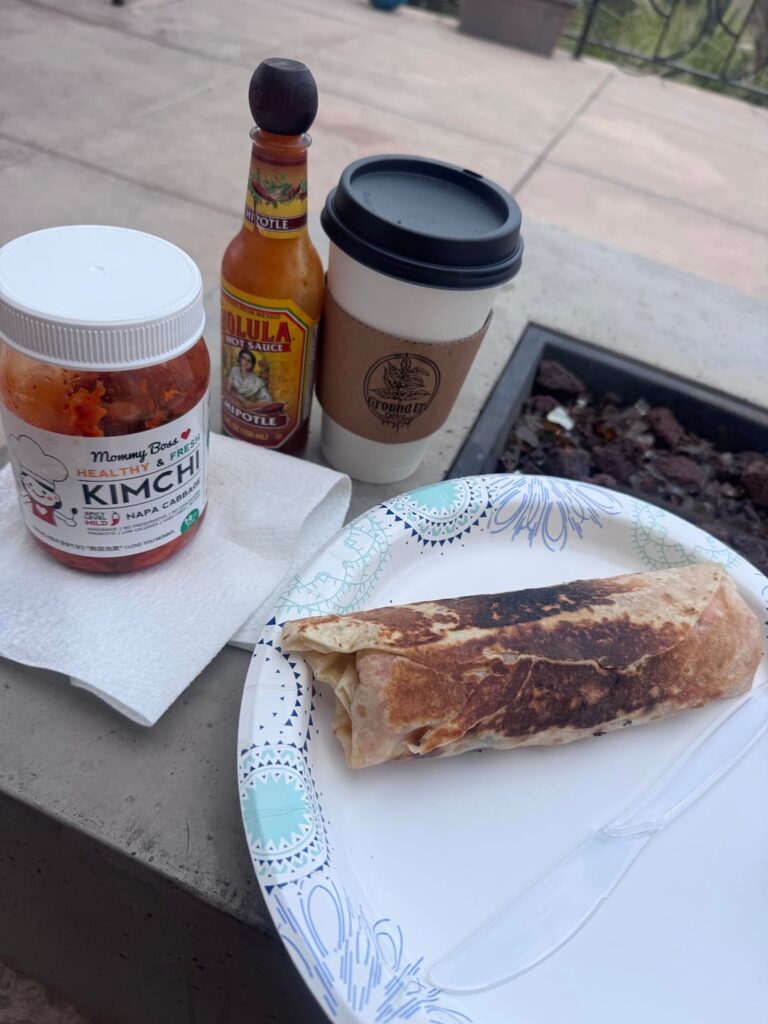 Unpopular opinion cholula chorizo kimche and coffee
