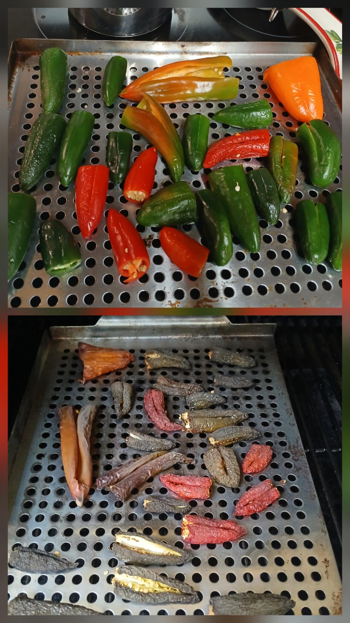 Smoking some peppers to make some sauce