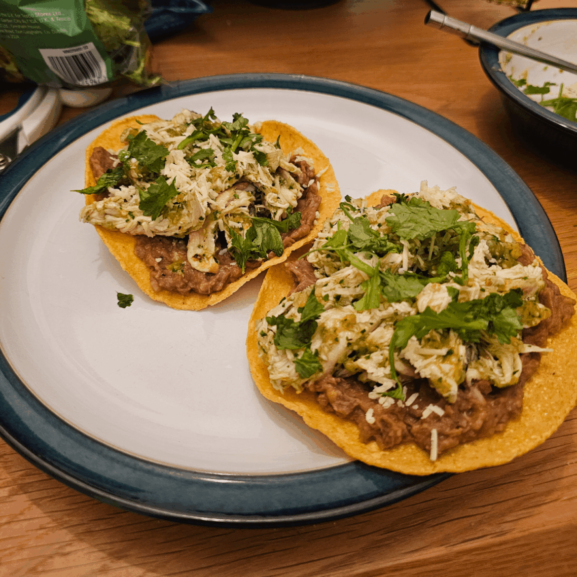 Chicken Salsa Verde Tostadas! (Tostadas de Pollo en Salsa Verde!)