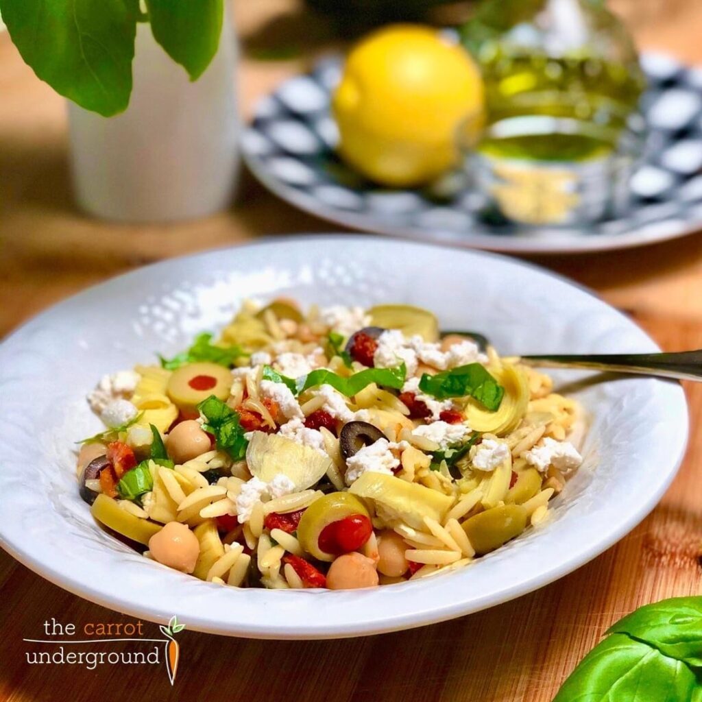 Vegan Mediterranean Orzo Salad🍋🌱 citrusy & delish