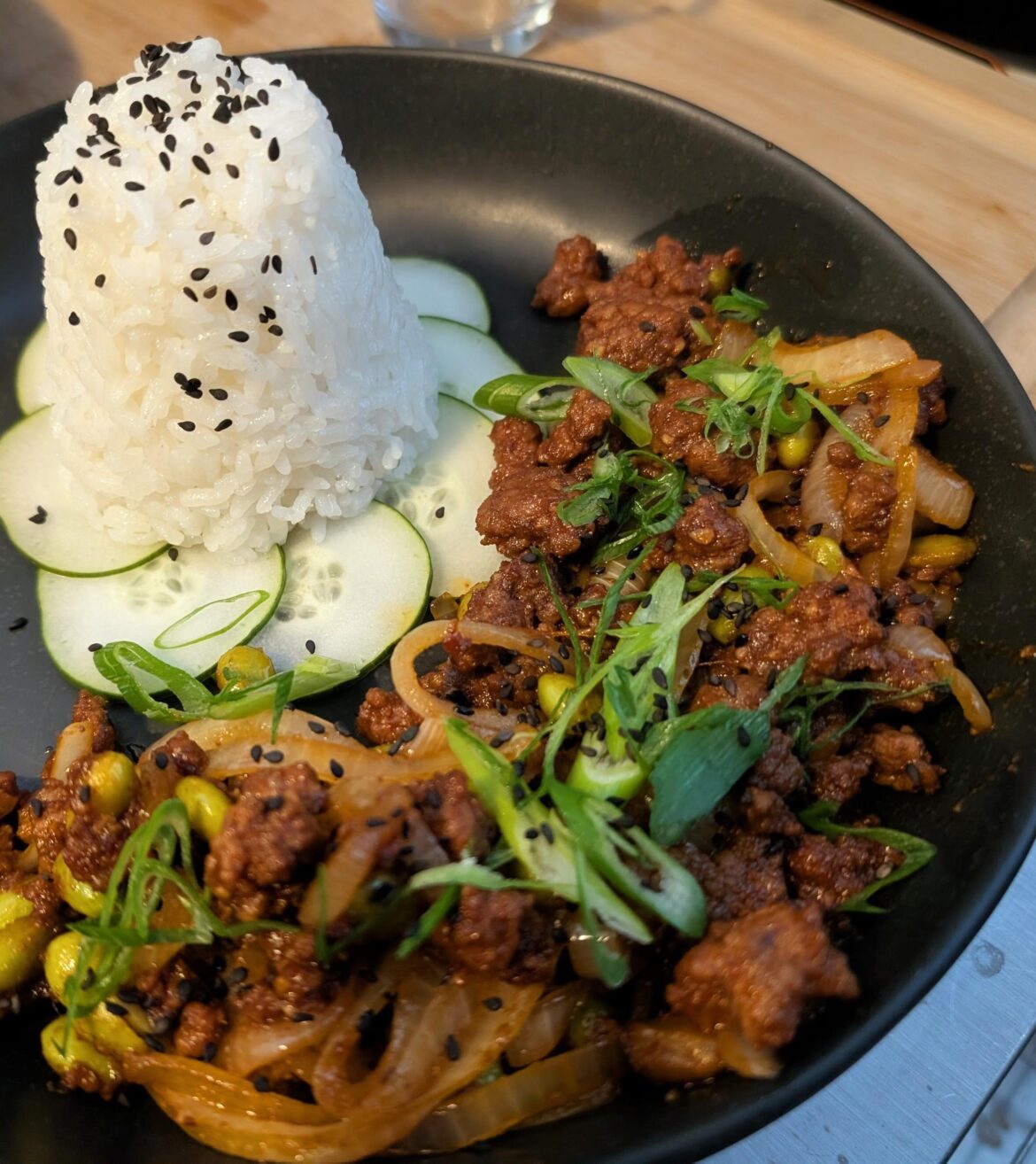Gochujang beef and rice. Easy meal that sticks to your ribs yet, somehow feels light