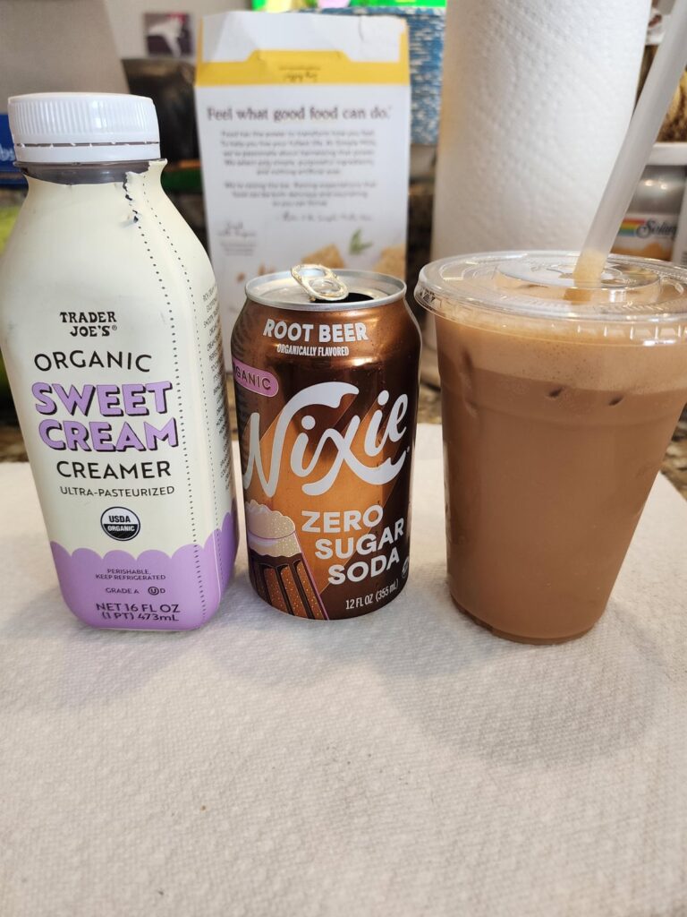 My treat sweet cream in diet root beer.