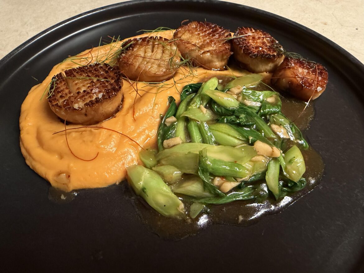 Oyster Mushroom Scallops with Sweet Potato Puree