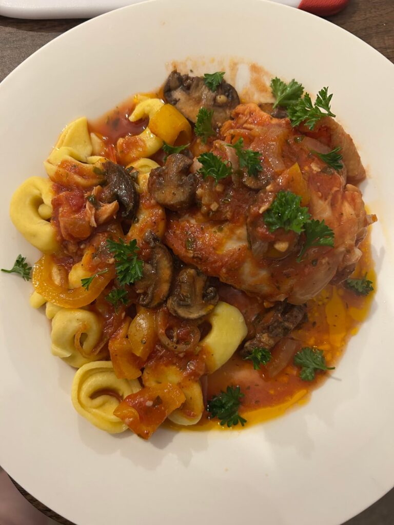 Chicken cacciatore and tortellini was a good choice for a cold day