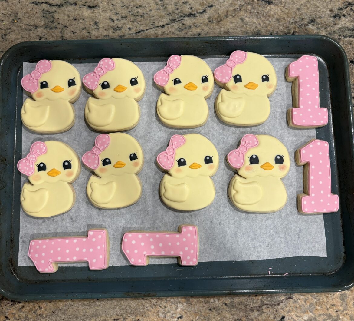 Baby duck cookies for 1st Birthday