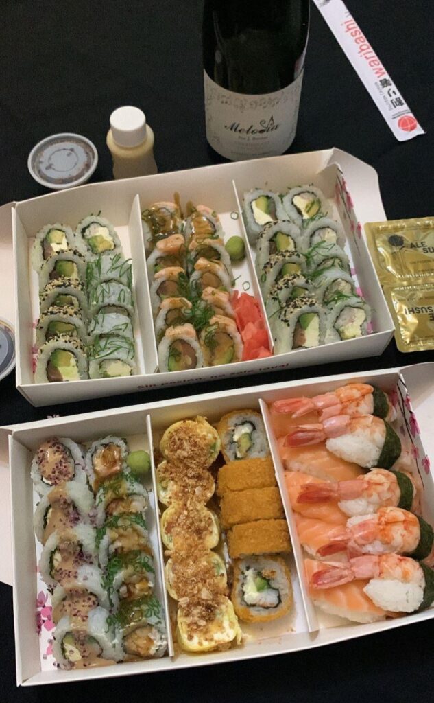 [I ate] 60 pieces of sushi and a bottle of wine all by myself.