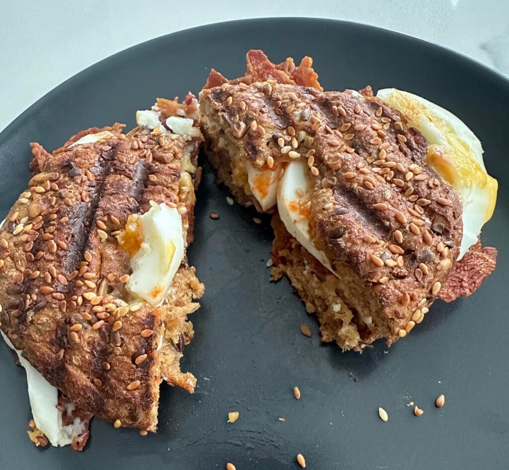 Protein bacon toasted bagel