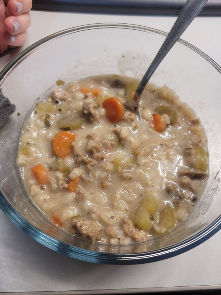Creamy sausage mushroom and carrot soup