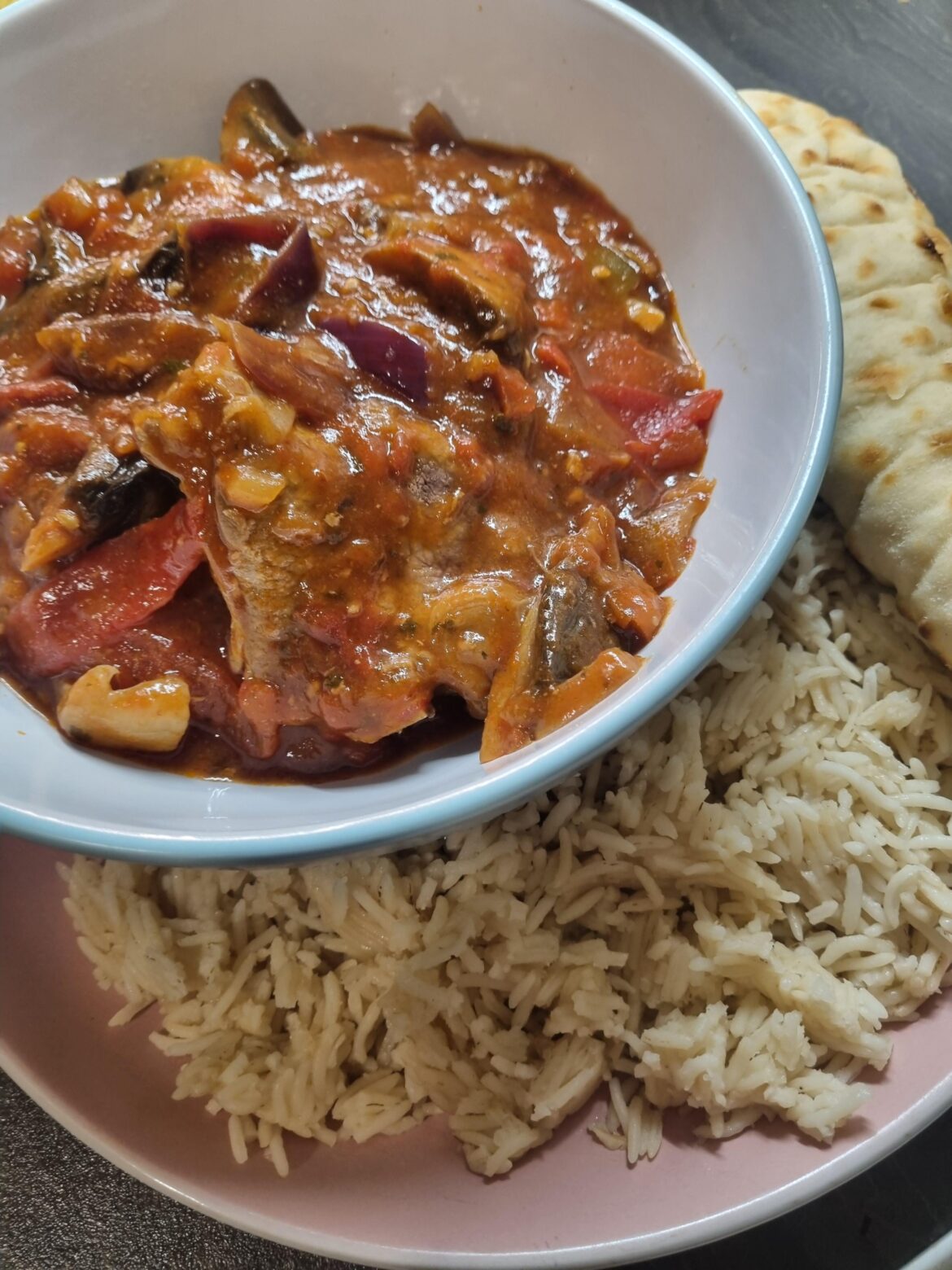 Homemade Lamb Balti tonight, with Eurasian flatbread and Basmati rice