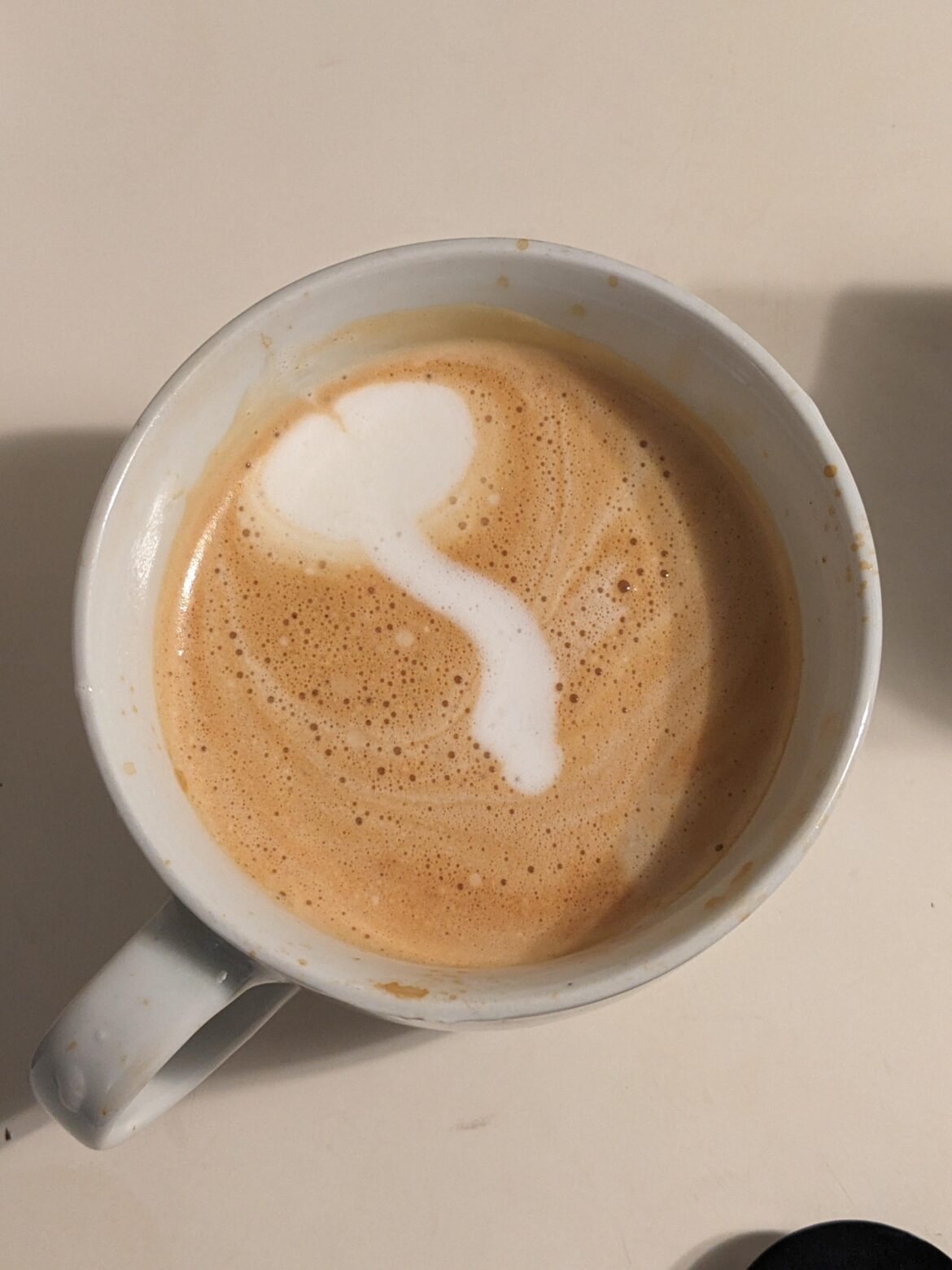 First try at flat white. I'd say I did a perfect job.