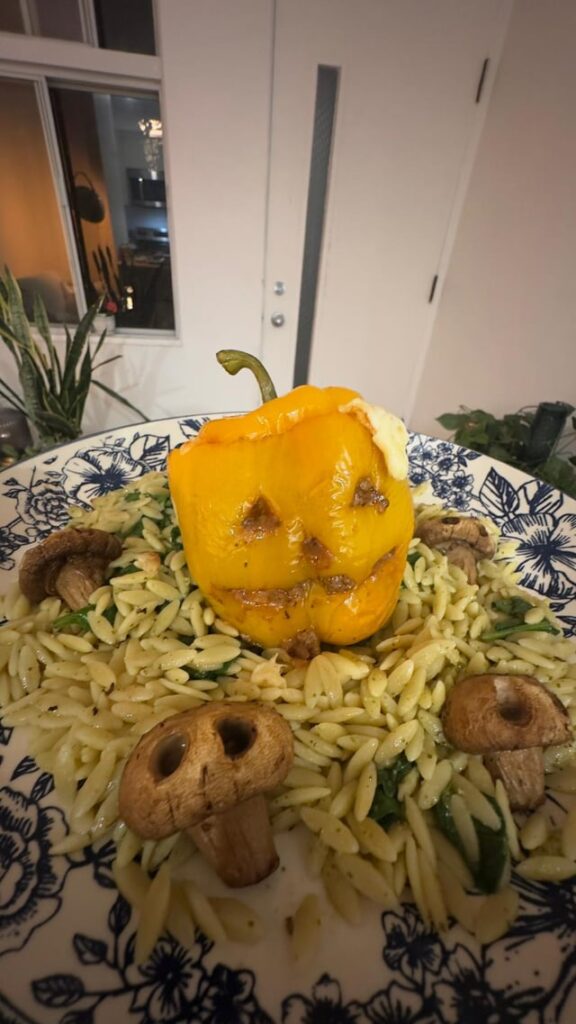 Jack-O'-Lantern Stuffed Peppers