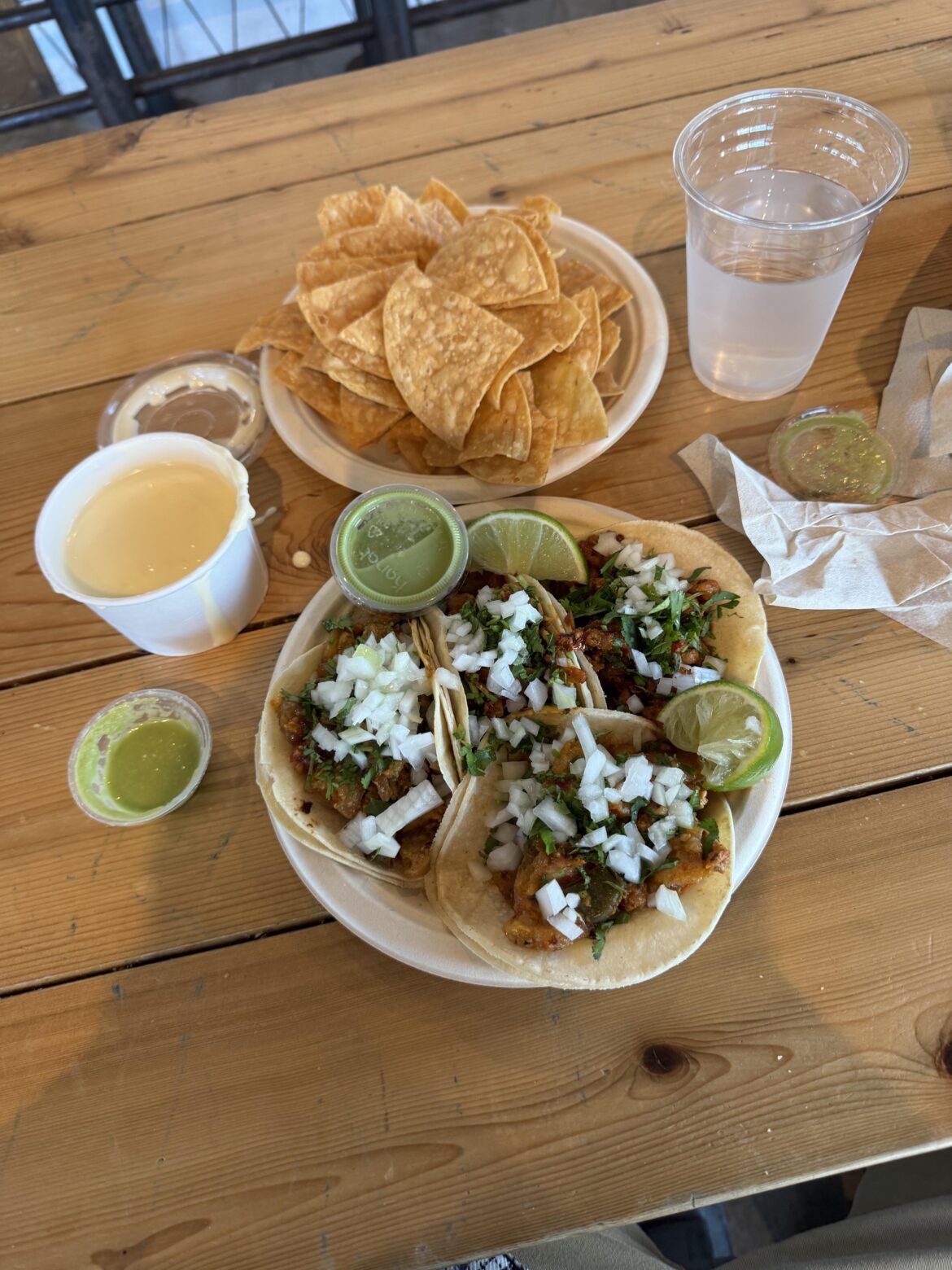 The ceiling fans and AC were on full blast. My tacos got cold long before I was done. Rats. Riverside Dr El Tacoriddo. Turn it down.