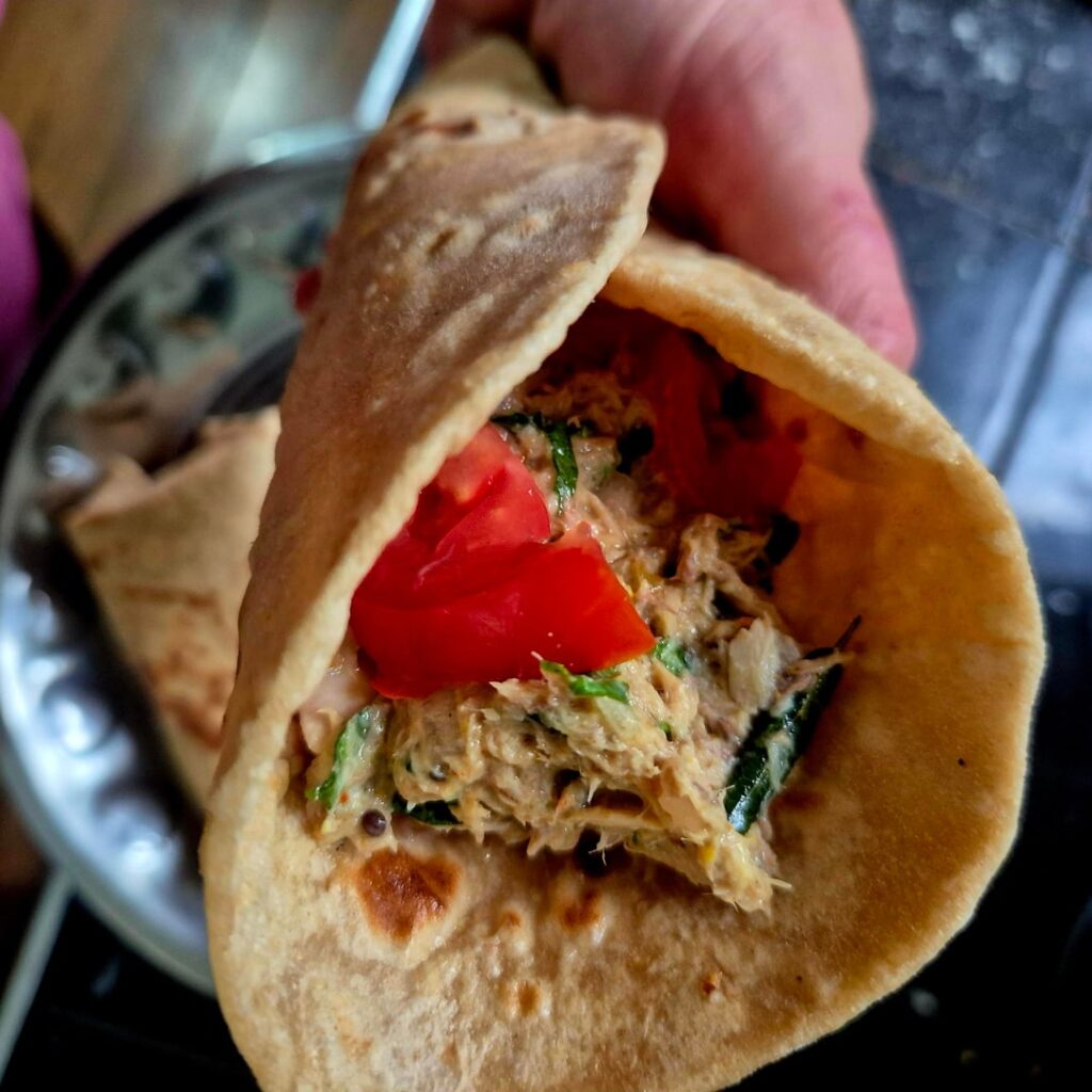 Since you liked my tin fish spaghetti, here is how we make achaari fish salad (in roti) Since you liked my tin fish spaghetti, here is how we make achaari fish salad (in roti)
