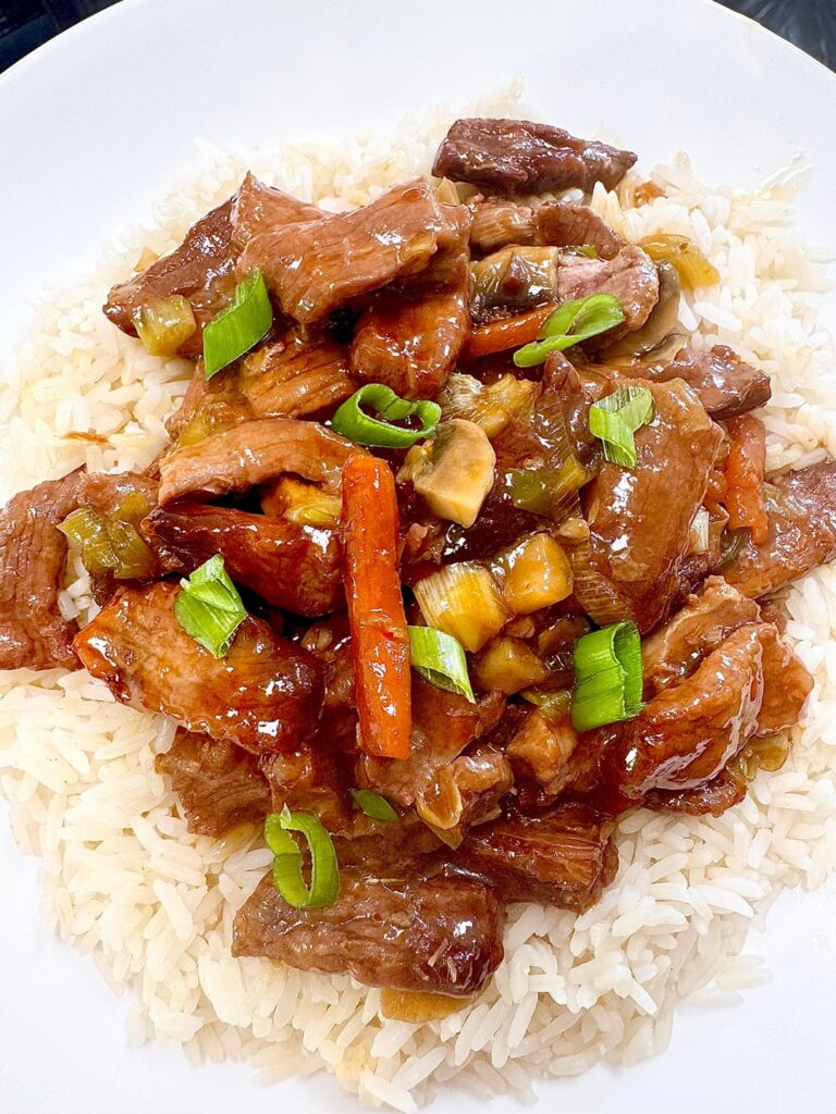 Mongolian Beef on Rice