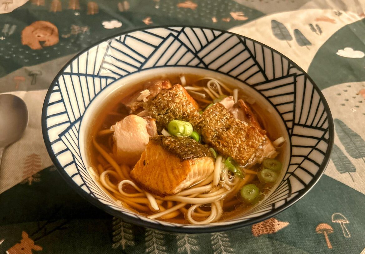 Grilled salmon ramen