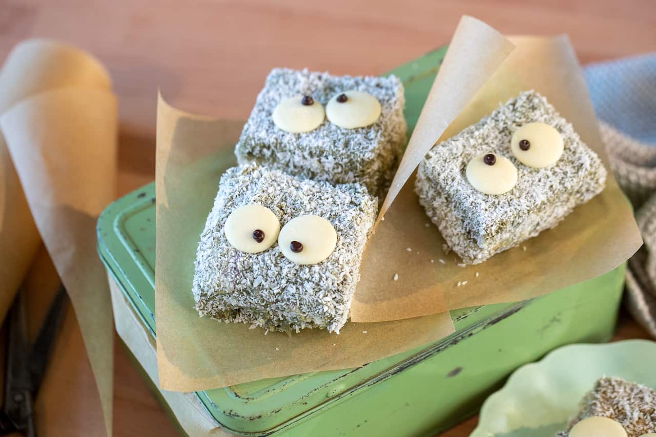 Keroppi matcha lamingtons