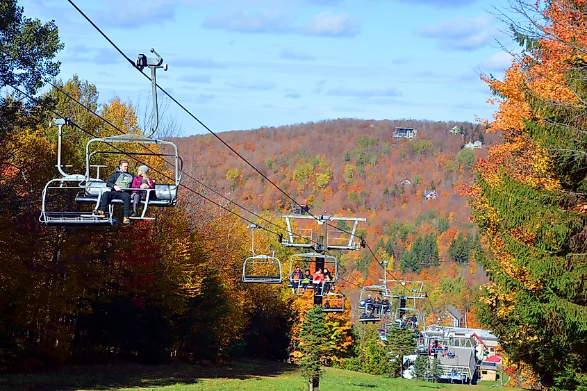 A chairlift at Mont Sutton in Sutton, Quebec.