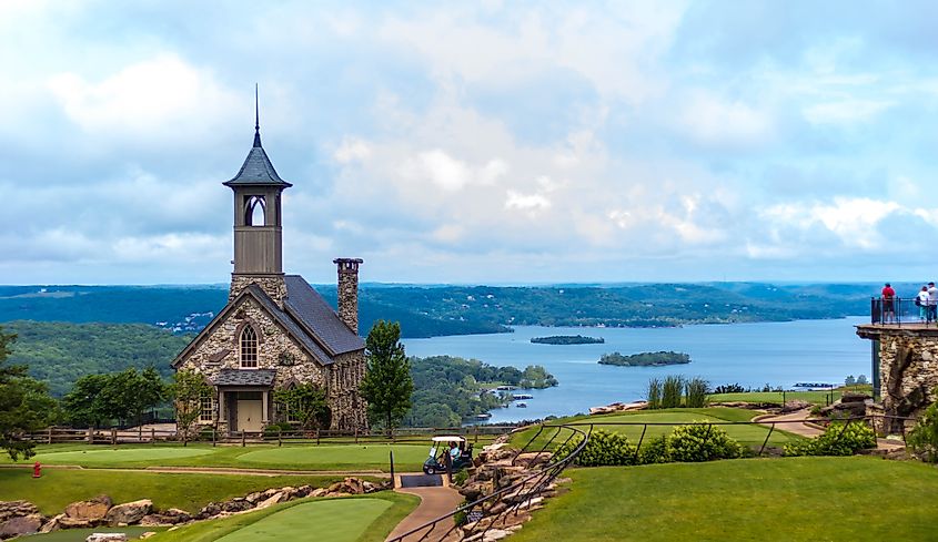 A beautiful stone church in Branson, Missouri.