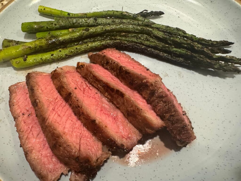 Ribeye smoked and seared on the kettle