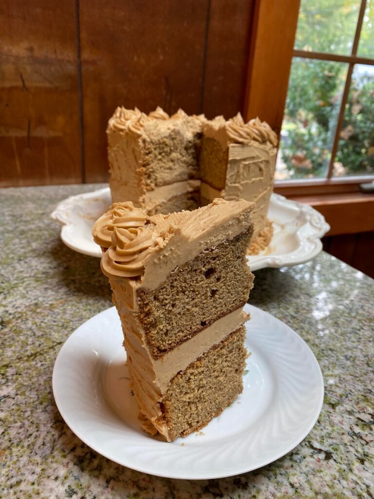 Made myself a coffee walnut cake with coffee buttercream for my birthday