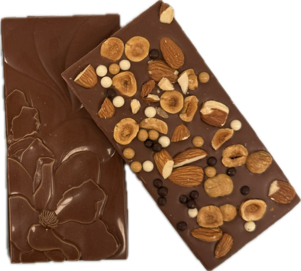 Annaluna Chocolate's almond hazelnut flower tablet chocolate bars will be among the items sold at Christophe Rull Patisserie's chocolate pop-up sale Oct. 28-29 in San Marcos. (Annaluna Chocolate)