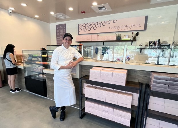 French pastry chef Christophe Rull inside his newly opened Christophe Rull Patisserie in the North City community of San Marcos. (Pam Kragen / The San Diego Union-Tribune)