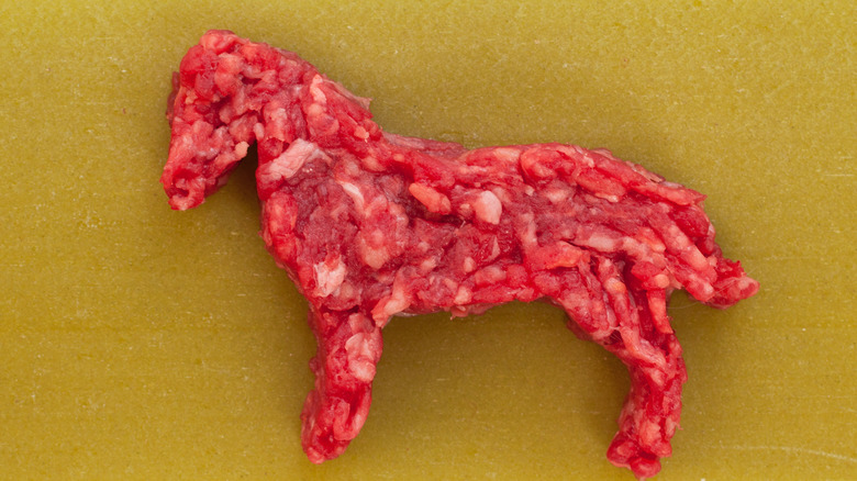 ground horse meat in the shape of a horse