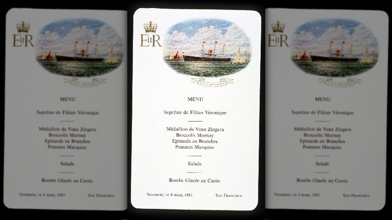 Menus for Ronald and Nancy Reagan's dinner