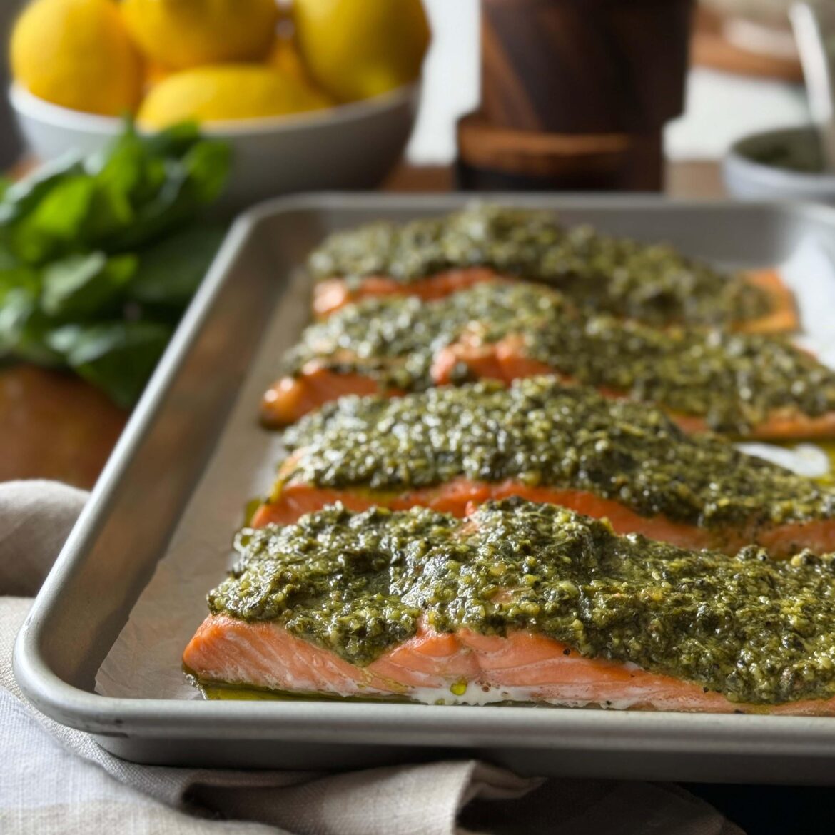 Salmon with Pesto Sauce (Homemade)