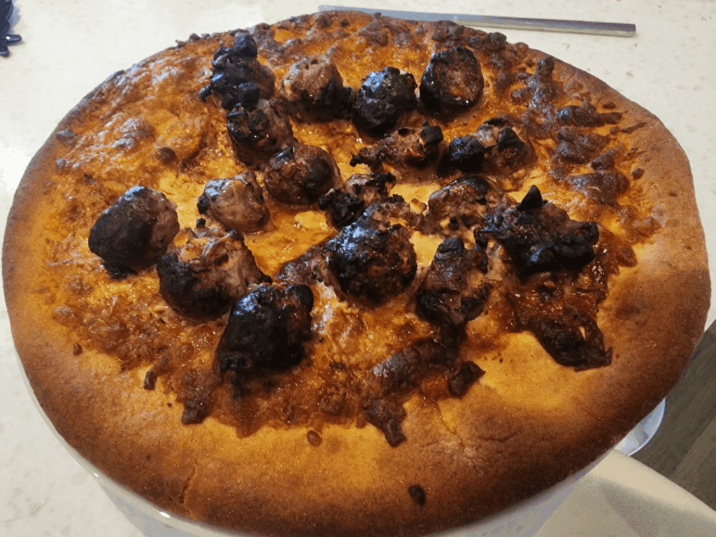 Black pudding sausage pizza