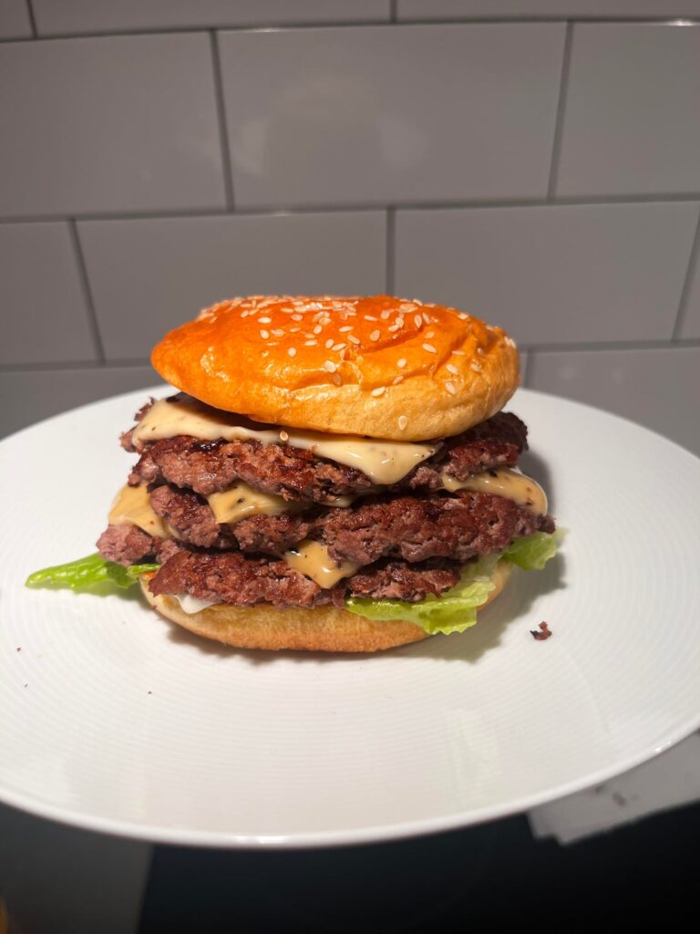 [homemade] triple cheeseburger
