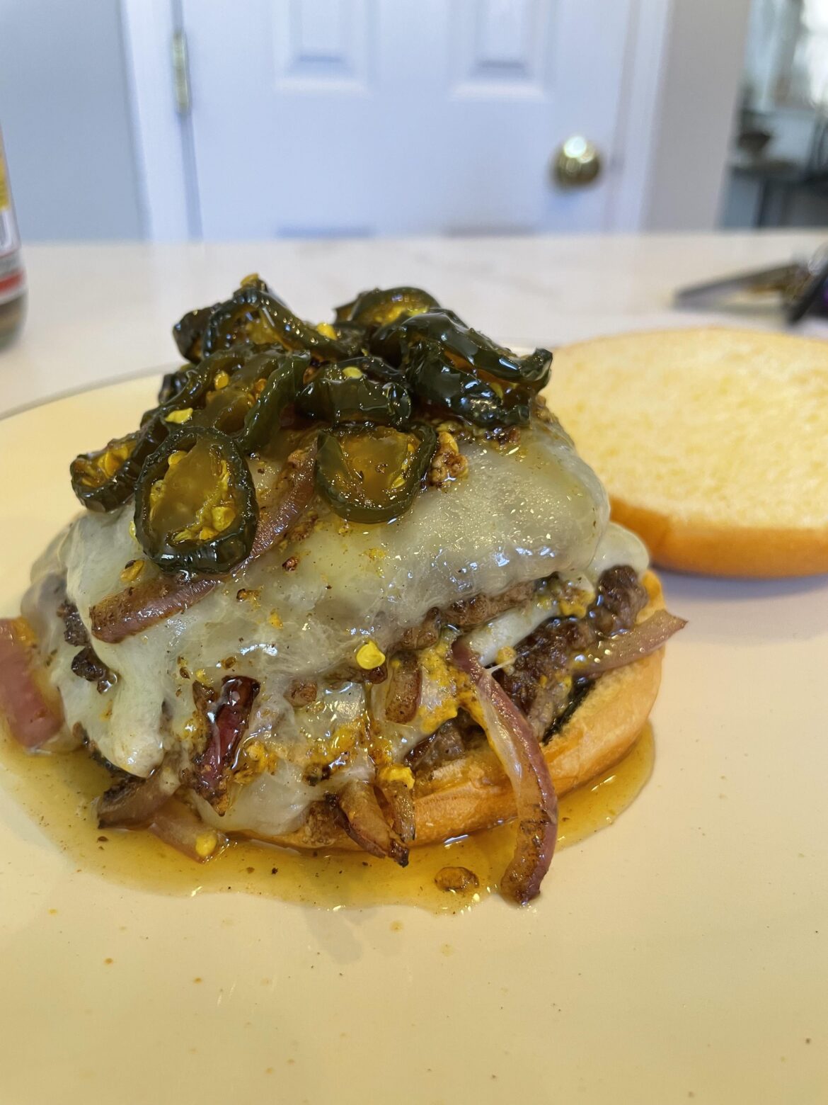 I made/ate a Oklahoma smash burger with candied jalapeños.