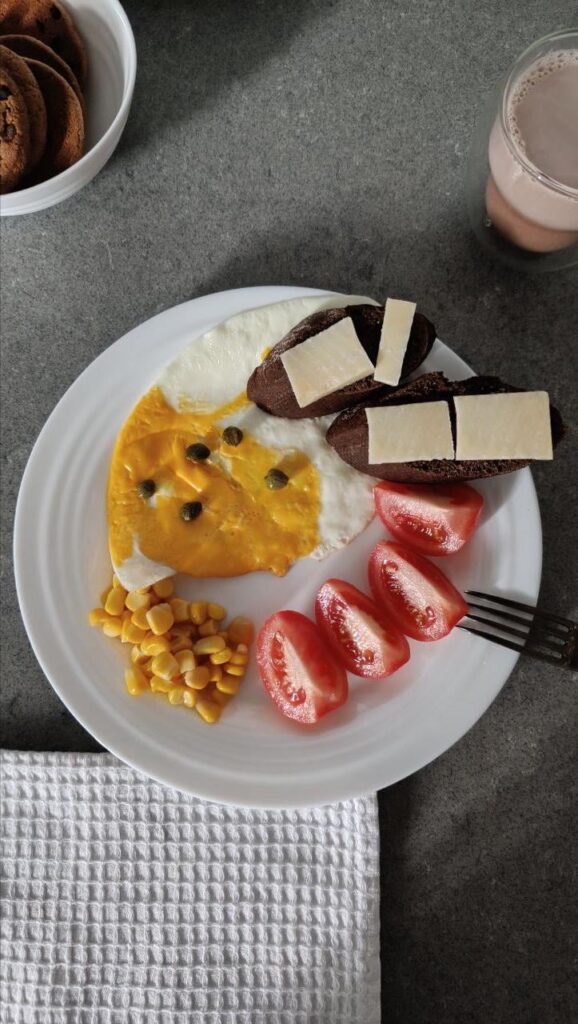 Just scrambled eggs with vegetables and cheese.