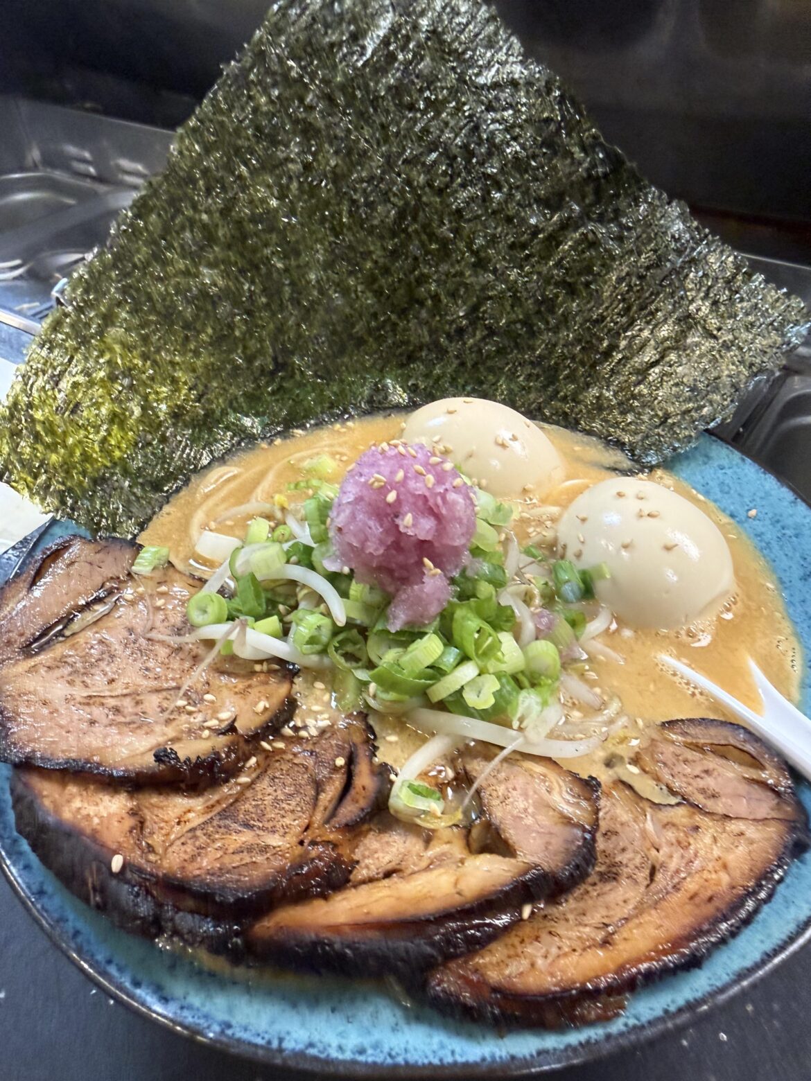 Miso ramen with extra egg and extra meat! New bowl