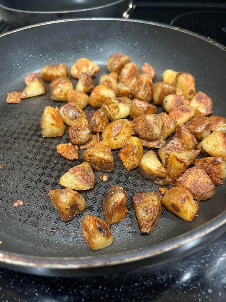 What to do with that leftover baked potato?? Bacon egg and cheese on a long roll also.