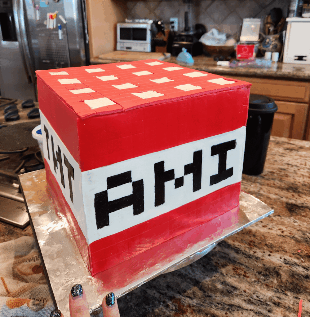 This cake nearly broke me today, but my 8 year old declared it “perfect.” This cake nearly broke me today, but my 8 year old declared it "perfect."