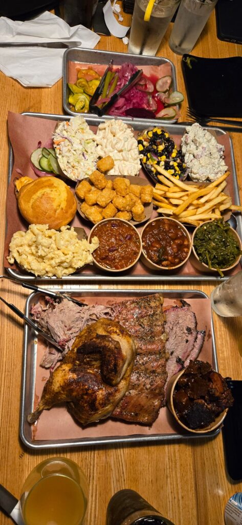 We ordered "The Whole Menu" at Nickel's Pit BBQ in Watkins Glen, NY.