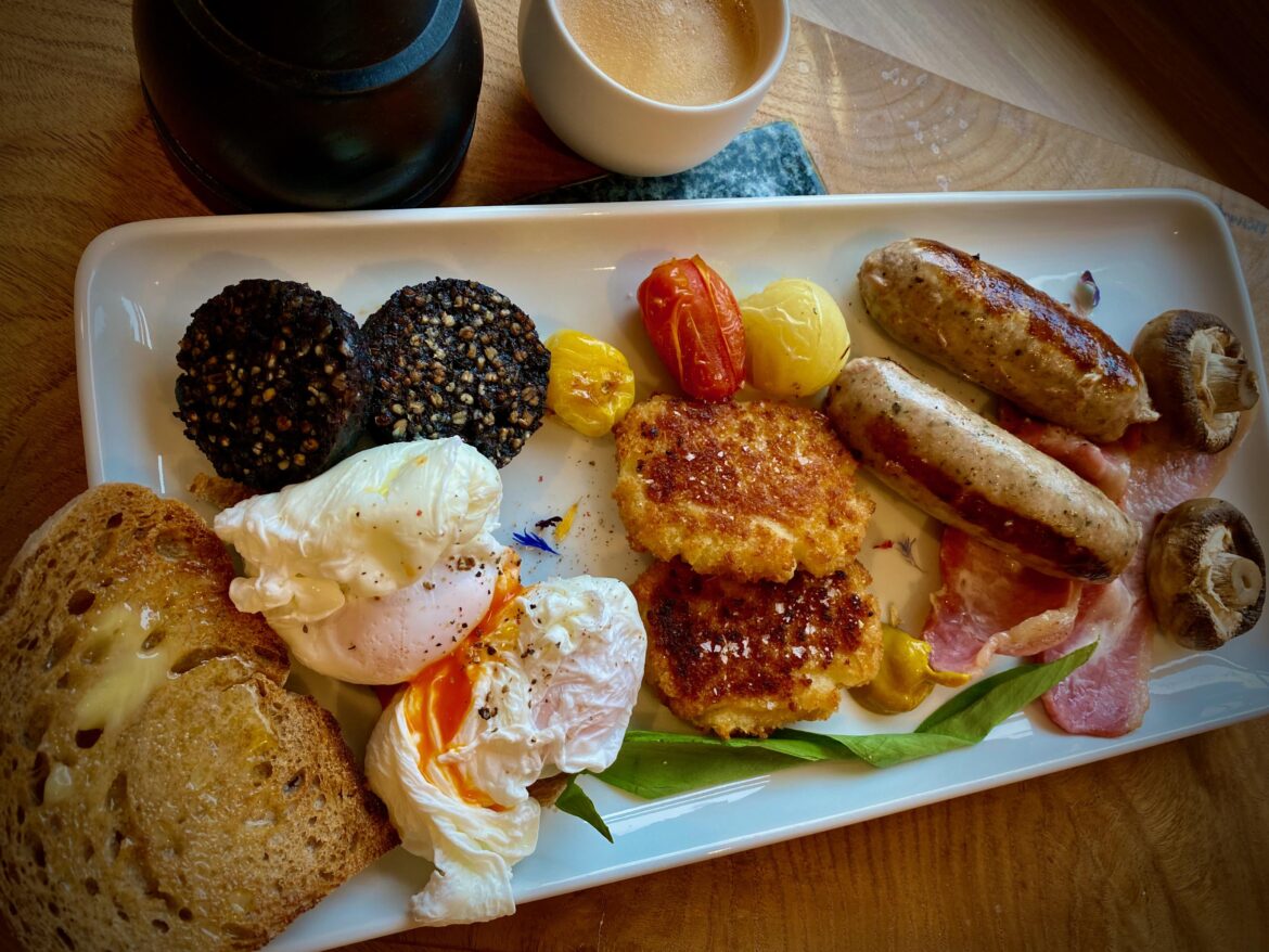 Home cooked breakfast. Local butcher ingredients (no beans)...