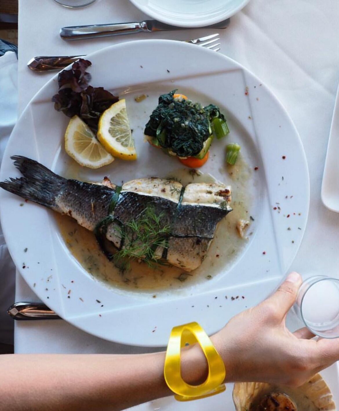 Perch stuffed with prawns