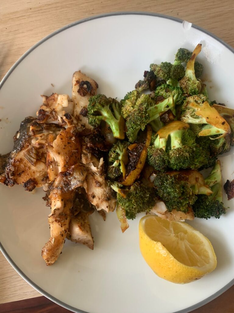 Hake! Such a good meal for 343cal - and 43g protein!