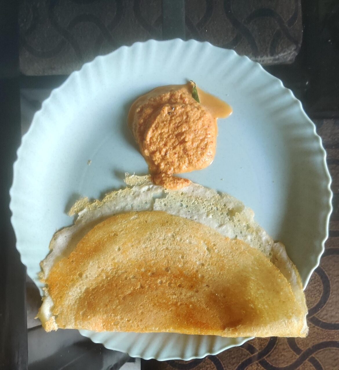 My breakfast today is dosa with chutney